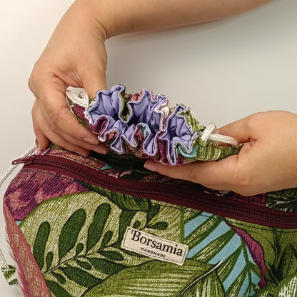 CLOE - Sacca Zaino Floreale Tropicale in Loneta - Zainetto Artigianale