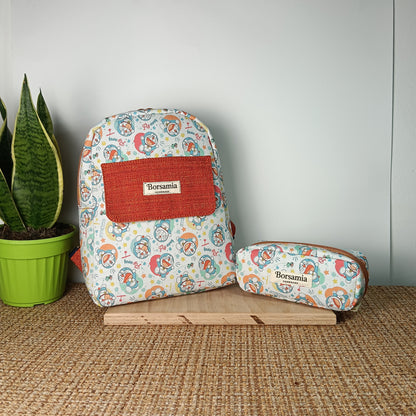 EMILIA - Zaino fatto a mano per bambino con astuccio - prodotto artigianale