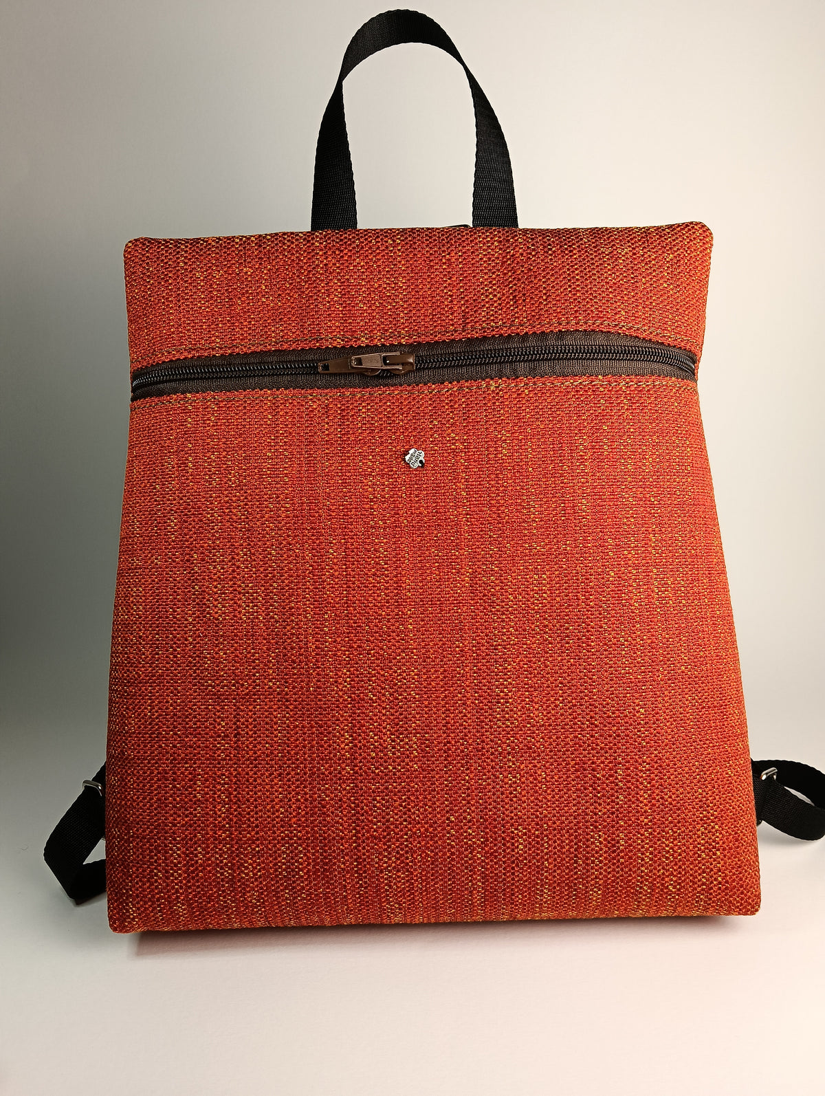 EMMA - Zaino fatto a mano da donna tessuto jacquard colore ruggine- Prodotto artigianale