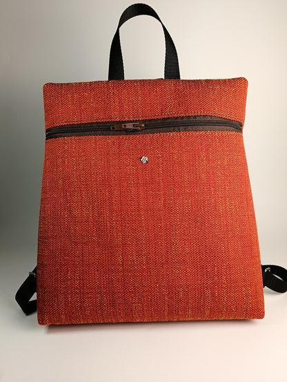 EMMA - Zaino fatto a mano da donna tessuto jacquard colore ruggine- Prodotto artigianale