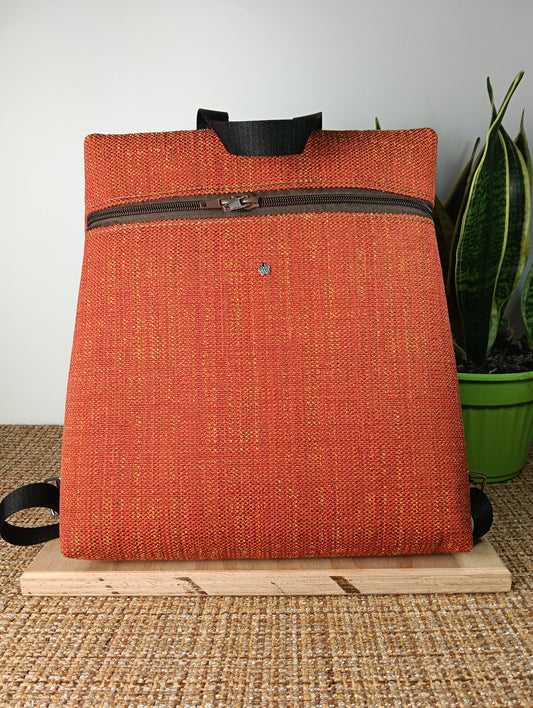 EMMA - Zaino fatto a mano da donna tessuto jacquard colore ruggine- Prodotto artigianale