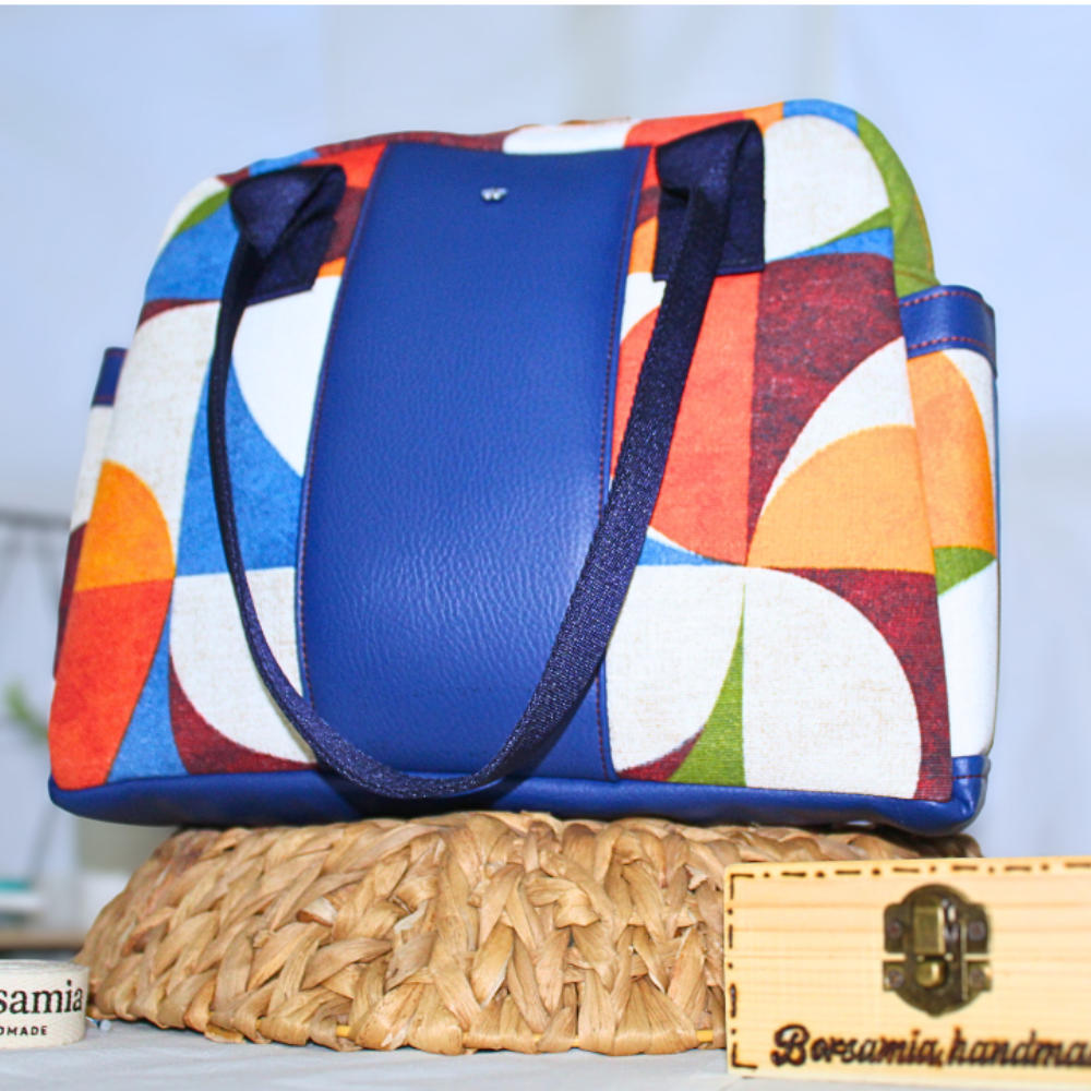 GINEVRA - Handgefertigte Tasche aus Leder und Stoff - Handgemachtes Produkt