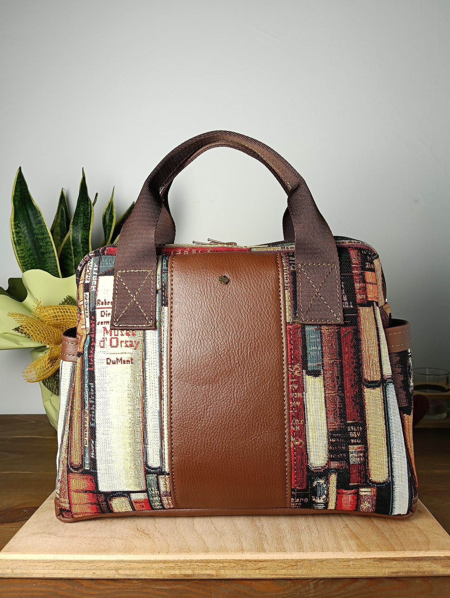 GINEVRA - Handgefertigte Tasche aus Leder und Stoff - Handgemachtes Produkt