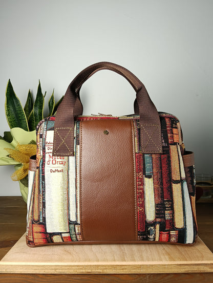 GINEVRA - Handgefertigte Tasche aus Leder und Stoff - Handgemachtes Produkt