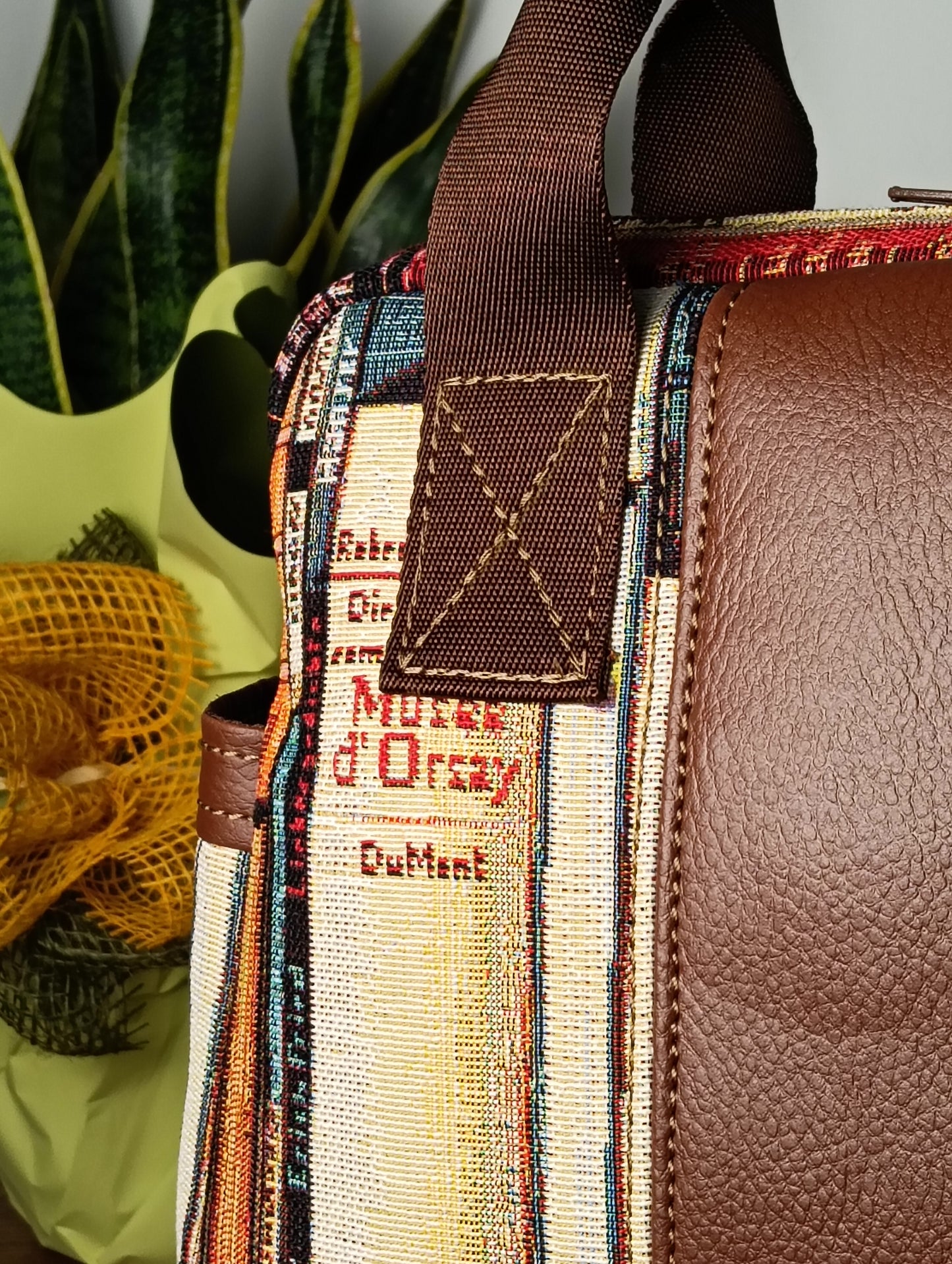 GINEVRA - Handgefertigte Tasche aus Leder und Stoff - Handgemachtes Produkt