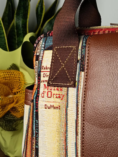 GINEVRA - Handgefertigte Tasche aus Leder und Stoff - Handgemachtes Produkt