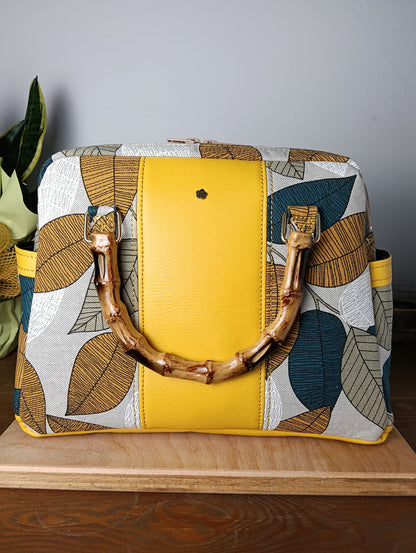 GINEVRA - Handgefertigte Tasche aus Leder und Stoff - Handgemachtes Produkt