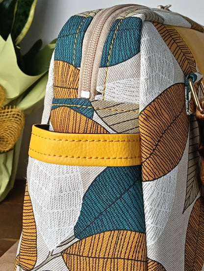 GINEVRA - Handgefertigte Tasche aus Leder und Stoff - Handgemachtes Produkt
