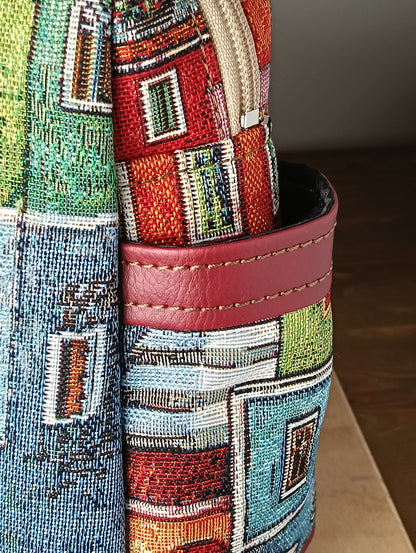GINEVRA - Handgefertigte Tasche aus Leder und Stoff - Handgemachtes Produkt