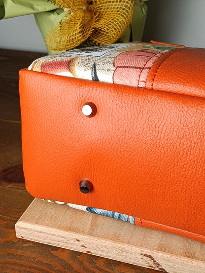 GINEVRA - Handgefertigte Tasche aus Leder und Stoff - Handgemachtes Produkt
