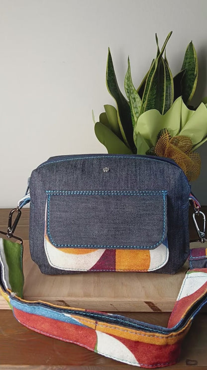 CELESTE - Borsa a tracolla da donna fatta a mano in denim- Prodotto artigianale