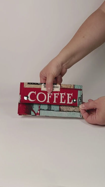 PORTAFOGLIO - donna in tessuto con stampa caffè