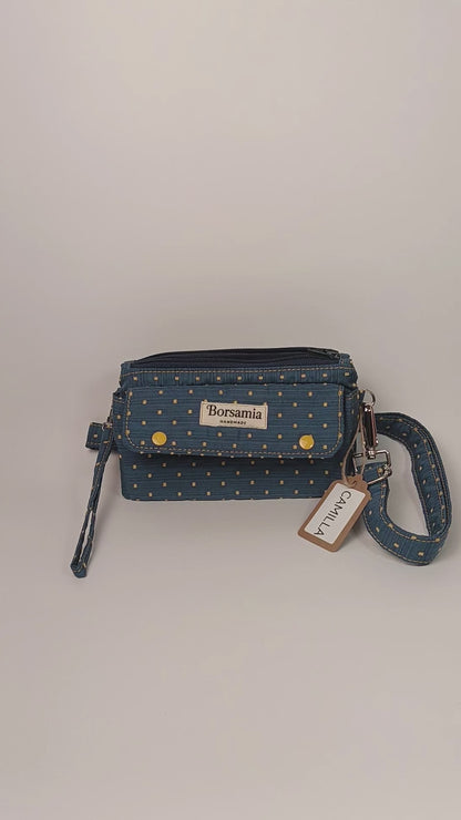 CAMILLA - Borsello Blu e Giallo - Tracolla e Pochette Artigianale