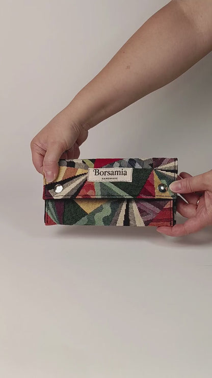 PORTAFOGLIO - donna in tessuto jacquard geometrico