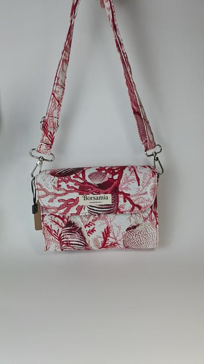 DIDI- Borsa fatta a mano modello tracolla con stampa corallo- Prodotto artigianale