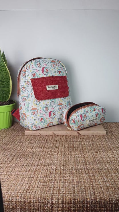 EMILIA - Zaino fatto a mano per bambino con astuccio - prodotto artigianale