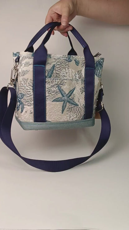 ALESSANDRA - Borsa a mano con tracolla e stampa mare