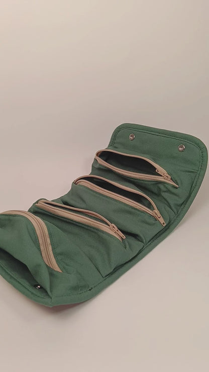 BEAUTY CASE -  Da Viaggio Arrotolabile in Gobelin Floreale Verde - Prodotto artigianale