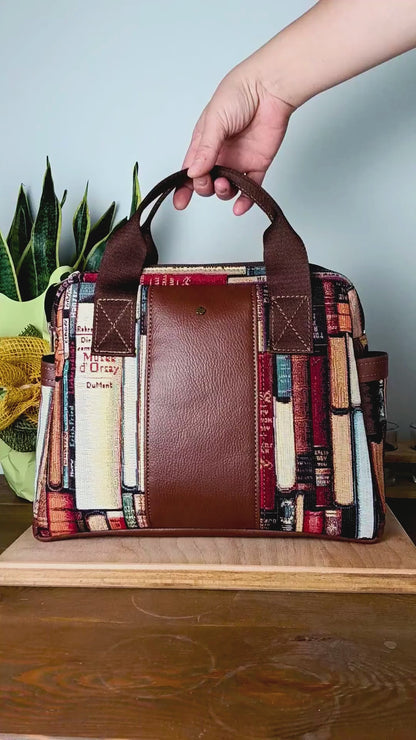 GINEVRA - Handgefertigte Tasche aus Leder und Stoff - Handgemachtes Produkt