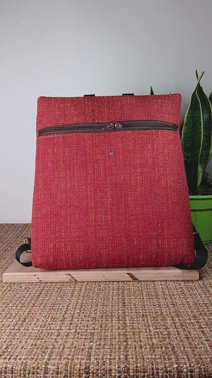 EMMA - Zaino fatto a mano da donna tessuto jacquard colore ruggine- Prodotto artigianale